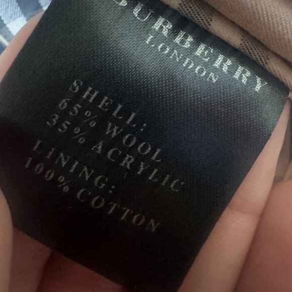 Burberry coat women L red wool blend long trench double breasted novacheck VTG - Picture 7 of 8